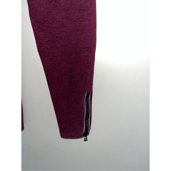 Beyond Yoga Spacedye Zip By Boulevard High Waisted 7/8 Leggings S Maroon - Picture 3 of 5